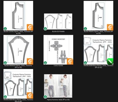Molde de Costura Para Imprimir Camiseta - 39 - Blusa de Pijama Feminino _Verão_ (PP ao GG)