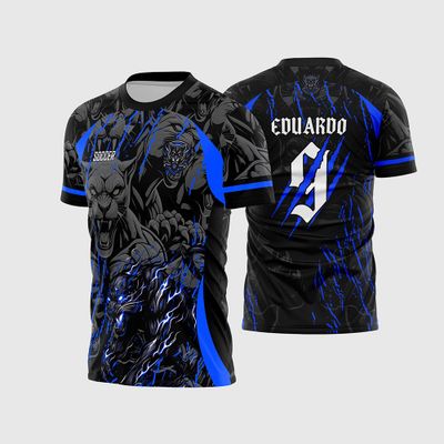 Arte Vetor Camisa interclasse Pantera Negra Fogo Azul
