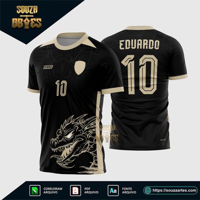Arte Vetor Camisa Interclasse Dragão Dourado