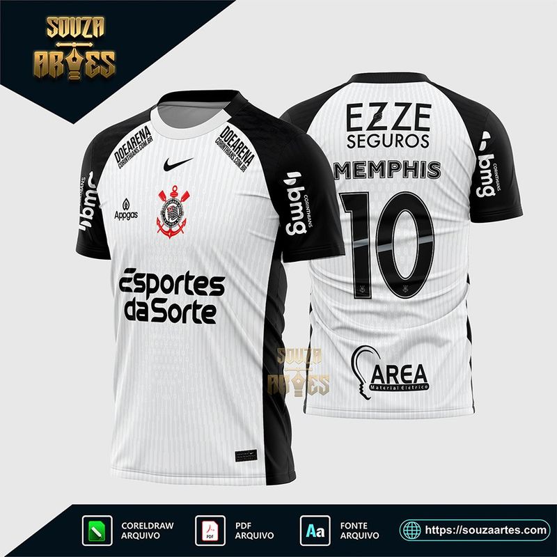 Arte Vetor Camisa Corinthians Titular 2025 - 2026 Corel Draw X7 para sublimação