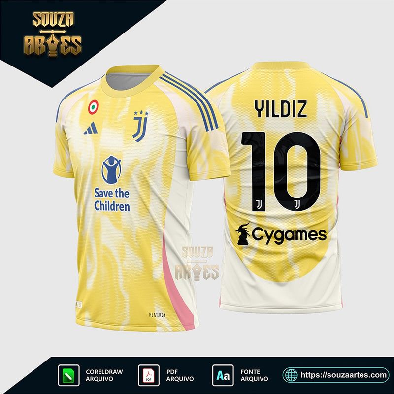 Arte Vetor Camisa Juventus Reserva 2024 - 2025 Corel Draw X7 para sublimação