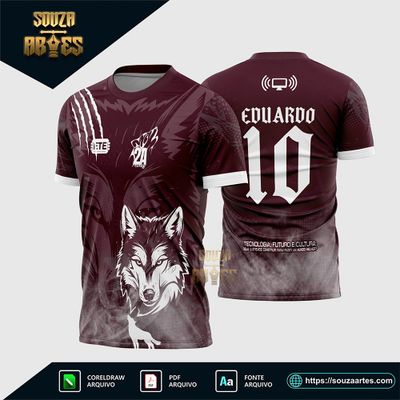 Arte Vetor Camisa InterClasse Lobo Cor Vinho 2026